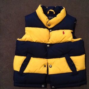 POLO Ralph Lauren navy and yellow puffer vest